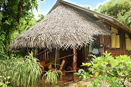 Polynésie plongée Huahine pension Tupuna bungalow_jardin